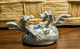 Vintage Spoontiques Pewter Dragon w/ Glass Crystal Figurine - $12.00