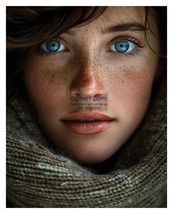 Gorgeous Young Cute Brunette Lady With Blue Eyes 8X10 Fantasy Photo - £6.68 GBP