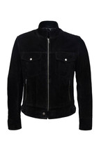Men 100%Lambskin Leather Zipper Handmade Black Designer Biker Suede Part... - £100.90 GBP+