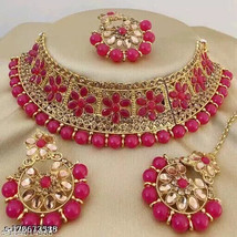 Indian Bollywood Gold Plated Kundan Choker Bridal Necklace Earrings Jewelry Setg - £15.96 GBP