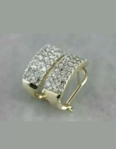 1Ct Imitación Diamante Semi Aro Pendientes 14k Oro Amarillo Chapado Omega - £59.91 GBP