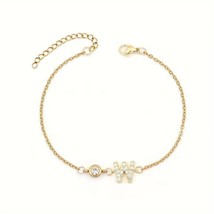 2Ct Lab Created Round Initial &quot;W&quot; Chain Bracelet Diamond  14K Yellow Gold Plated - £158.48 GBP