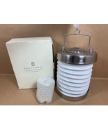 Pottery Barn Accordian Lantern Votive Candle  Silver / White Collapsible - $45.26 CAD
