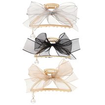 Fashion Pearl Bow Shark Grab Hair Headwear Hairpin Back Of Head - $13.79