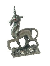 Unicorn Figurine vtg Pegasus Lamb Fantasy Horse Pewter Gatehouse Ruby Red Eyes - £31.16 GBP