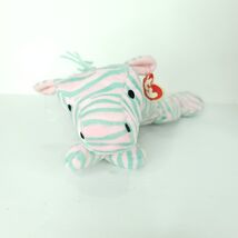 TY 1996 Pillow Pal ZULU Zebra 14&quot; Plush Stuffed Animal Pastel Pink Green... - $277.72 MXN