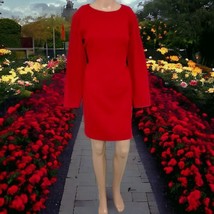 JG Hook Sheath Dress 8P Vintage 80s Red Long Sleeve Lined Wool Blend Career READ - £19.17 GBP