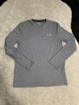 Under Armour Heatgear Mens Long Sleeve Gray Athletic Gym Shirt Size Small Loose - £10.34 GBP