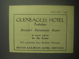 1948 British Railways Hotel Services Ad - Gleneagles Hotel Perthshire - £14.48 GBP