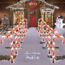 22&quot; Christmas Candy Cane Pathway Markers, Set Of 12 Pack Christmas Outdoor Decor - £58.52 GBP