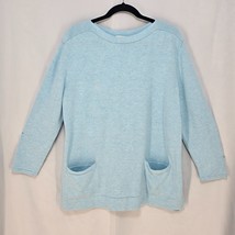 J Jill Sweater Womens XL Blue Pullover Long Sleeve Casual Pockets Cozy R... - £17.16 GBP