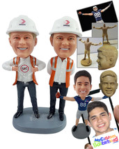 Personalized Bobblehead Fantastic construction duo wearing safety instruments ri - £124.67 GBP