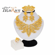 MUKUN Dubai women luxury gold color Jewelry set Nigeria African necklace bracele - £17.51 GBP