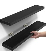 23 inch Solid Wood Floating Shelves Wall Mounted Shelves, Black, Set of 2 - $28.99