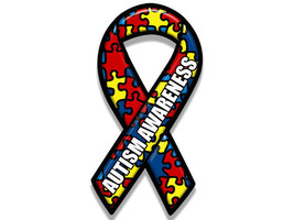 6&quot; autism awareness ribbon shaped puzzle car bumper sticker decal usa made - £13.54 GBP