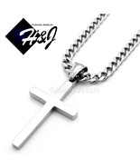 18-36&quot;MEN Stainless Steel 5mm Silver Cuban Curb Chain Necklace Cross Pen... - $27.39 CAD+