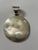 Vintage Sterling Silver Round Modernist Pendant Large - $46.74
