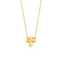 14K Solid Gold Mini So You Small Mushroom Pendant Necklace - Yellow Adjust - £117.79 GBP