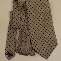 Nautica Classic Neck Tie 100% Silk Blue Beige Squares Plaid Made in Costa Rica - $9.89