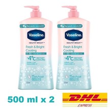 2 x Vaseline Healthy Bright Fresh &amp; Bright -4°c Cooling UV Jelly Lotion 500 ml - £30.02 GBP