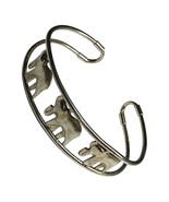 Vintage Sterling Silver 925 3 Elephant Cuff Bracelet 7&quot; - $57.30 CAD
