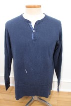 Vtg LL Bean L Blue Henley Cotton Wool 2-Layer River Driver&#39;s Shirt USA - £18.99 GBP