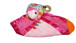 Infantino pink security blanket teether turtle ladybug rattle crinkle Lovey  - £7.11 GBP