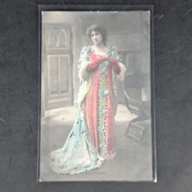 Antique 1909 EDWARDIAN/VICTORIAN Era Rppc Elegant Lady Postcard W/ Carmine Stamp - £5.49 GBP