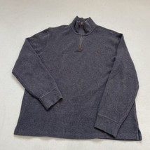 Polo Ralph Lauren Mens Sweater Gray Large 1/4 Zip Pullover Pony Red Logo - $21.77