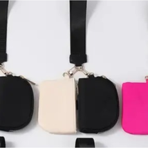 Double Dual Nylon Pouch Wallet Detachable Wristlet Black Cream - $23.76