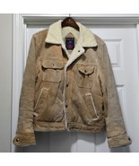 Vintage Grande-Bay Brown Suede Leather Faux Fur Trucker Jacket Men&#39;s Sz ... - €105,55 EUR