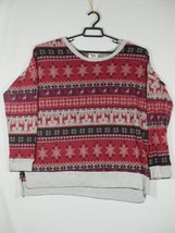 Unicorn  Tribe Red Christmas Sweater Snowflakes Reindeer sz Large - £23.68 GBP
