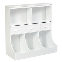 Freestanding Combo Cubby Bin Storage Organizer Unit W/3 Baskets-White - ... - £106.89 GBP