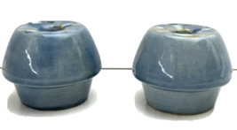 Mushroom Shaped Candlestick Holders Blue Ceramic Modern Natural Set of 2 - $26.27