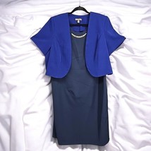 Maya Brooke Dress and Cropped Jacket 16W Womens 2 Tone Blue 2 Pc Business Core - £24.36 GBP