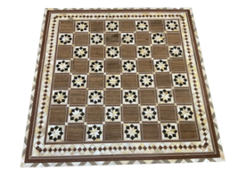 Handmade, Wood Chess Board, Game Board, Unique Board, Inlaid Mother of Pearl 17&quot; - £211.82 GBP