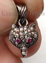 Victorian 0.50ct Rose Cut Diamond Ruby Christmas Wedding Fox Women&#39;s Pendant - £446.22 GBP