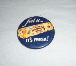 Wonder Bread Celluloid Vintage Pinback Button Advertising Long Wonder-Cut - £15.50 GBP
