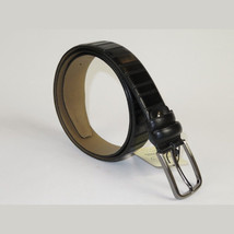 Men Black Genuine Leather Belt PIERO ROSSI Turkey Soft Full Grain #Black line image 4
