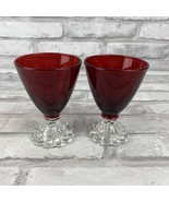 Anchor Hocking Vintage Ruby Red Boopie Set Of 2 Mini Liquor Cocktail Gob... - £18.31 GBP