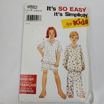 Vintage Simplicity 9882 Sewing Pattern A 3 4 5 6 7 8 Pajamas - £6.10 GBP