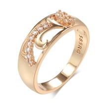 Hot 585 Rose Gold Rings Natural Zircon Fashion Ethnic Flower Bride Rings For Wom - £7.30 GBP