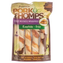 Pork Chomps Premium Sweet Potato Wrapped Porkskin Twists - 4 count - £9.85 GBP