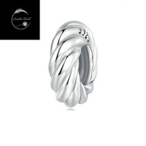 Genuine Sterling Silver 925 Classic Simple Plait Stopper Spacer Bead Charm Mum - £14.88 GBP