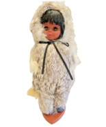 Doll Native American Eskimo Carlson Dolls 11&quot; Fur Leather Eyes Open Clos... - £18.17 GBP