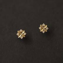 14K Gold Crystals &amp; Crosses Stud Earrings -S925 Sterling Silver, unisex, gift - £35.32 GBP