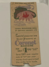 Coronet Magazine Special $1 Offer Vintage Ad Matchbook Cover - £6.20 GBP