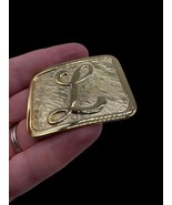 L Initial Monogram Belt Buckle Gold Color Metal Vintage Clip On Mens Womens - $422.33 MXN