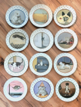 Set Of 12 Vintage Vandor Lowell Herrero Cat Plates 8&quot; - £103.09 GBP