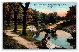 View From Rustic Bridge Washington Park Chicago Illinois IL UNP DB Postcard Y2 - $3.91